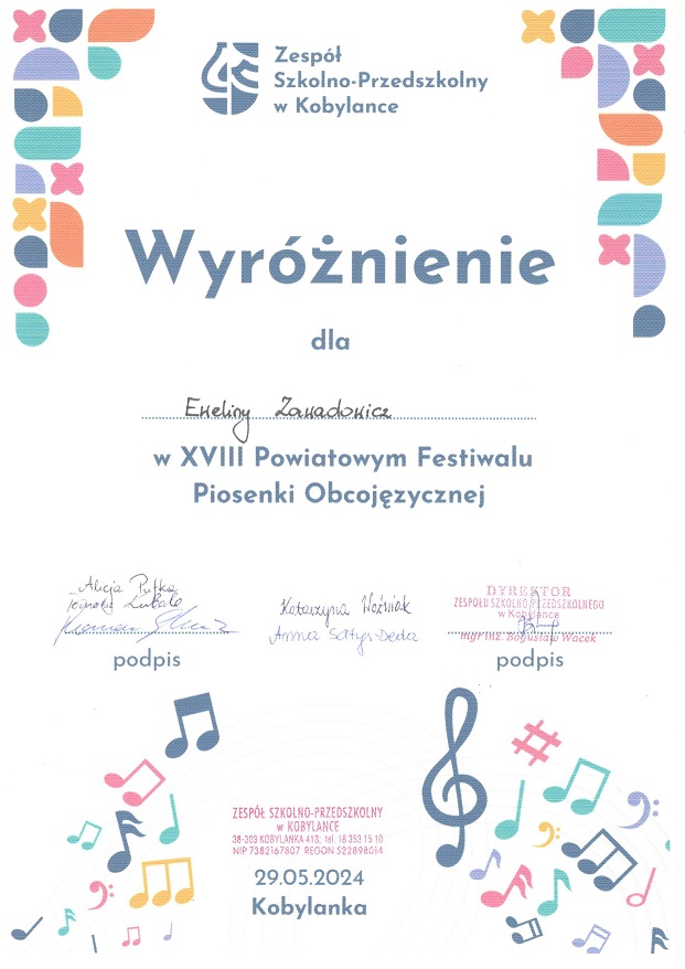 POWIATOWY FESTIWAL PIOSENKI OBCOJĘZYCZNEJ